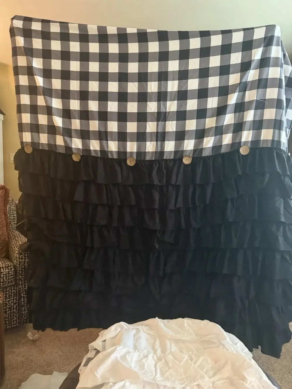 shower curtain fabric Farmhouse Ruffled (5A)